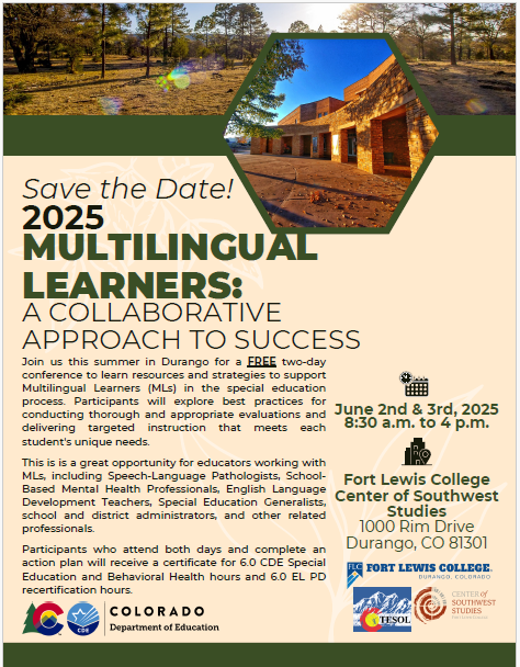 Flyer Image Save the Date - 2025 Multilingual Learners: A Collaborative Approach to Success